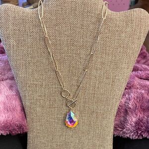 Elegant Gold and Multicolor Teardrop Necklace